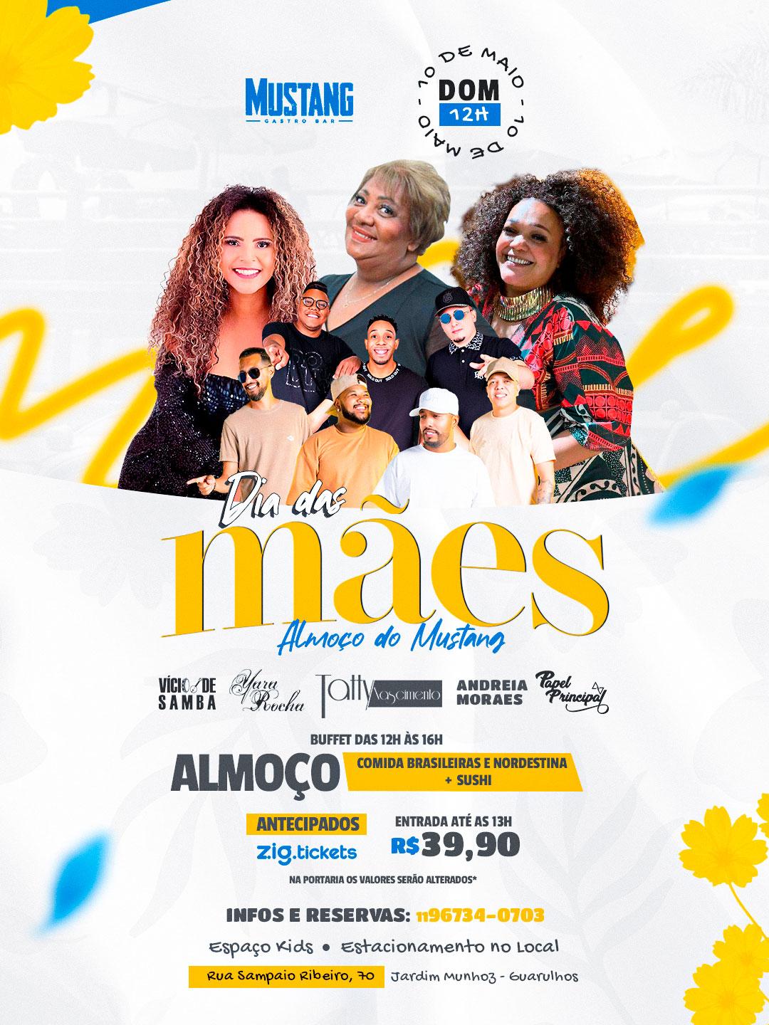 ALMOÇO DOMINGO ESPECIAL DIA DAS MÃES 10/05/2026 NO MUSTANG GUARULHOS