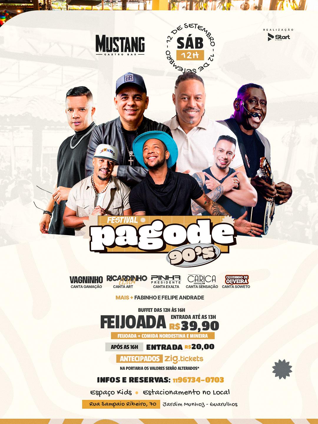 FESTIVAL PAGODE 90 - SÁBADO 12/09/2026 NO MUSTANG GUARULHOS