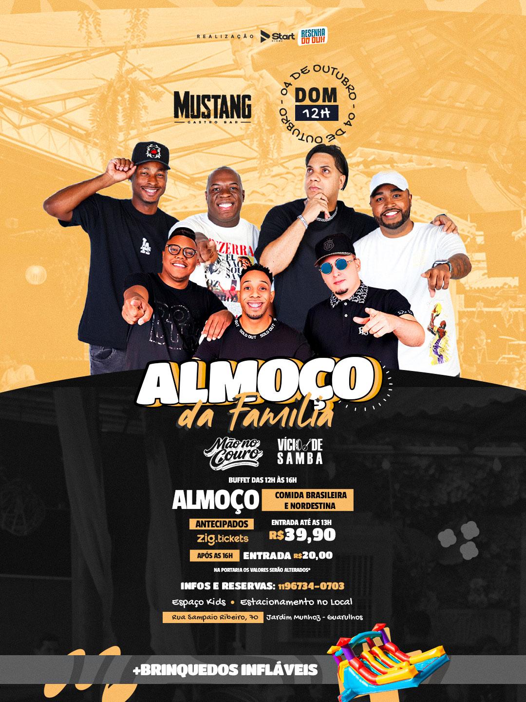 MÃO NO COURO - VÍCIO DE SAMBA DOMINGO 04/10/2026 NO MUSTANG GUARULHOS