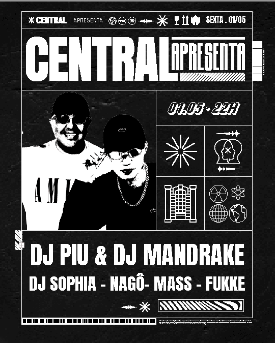 CENTRAL APRESENTA  DJ PIU & DJ MANDRAKE - 01/05 SEXTA DE FERIADO