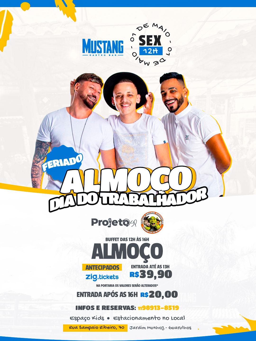 ALMOÇO FERIADO 01/05/2026 NO MUSTANG GUARULHOS