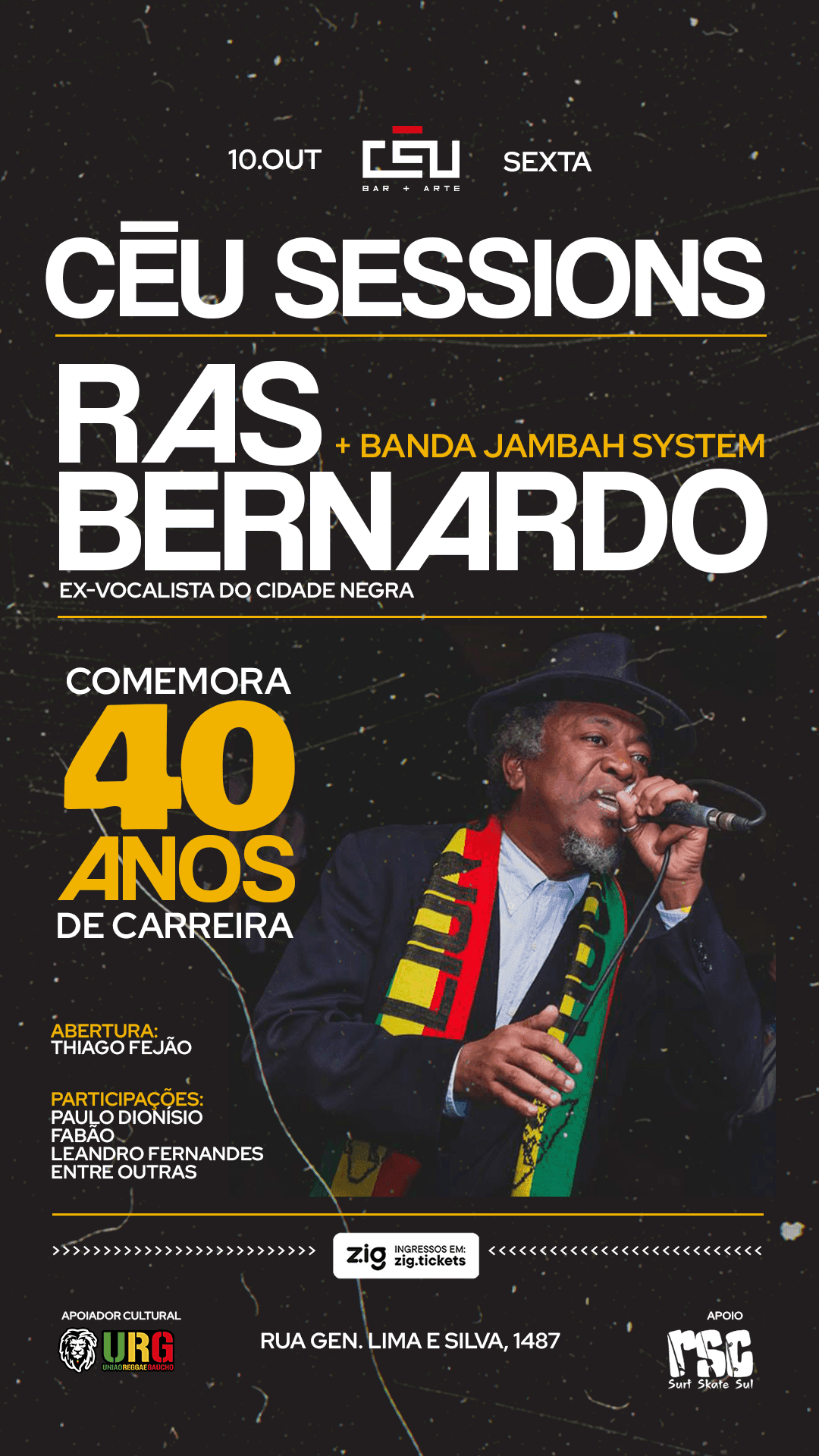 Céu Sessions | Ras Bernardo comemora 40 anos de carreira | Banda Jambah System | 10.10