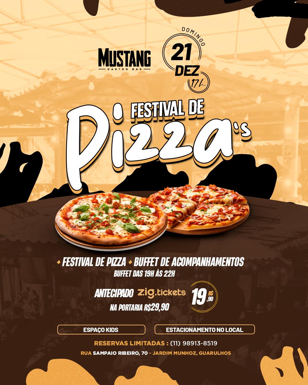 FESTIVAL DE PIZZA DOMINGO 21/12/2025 NO MUSTANG GUARULHOS
