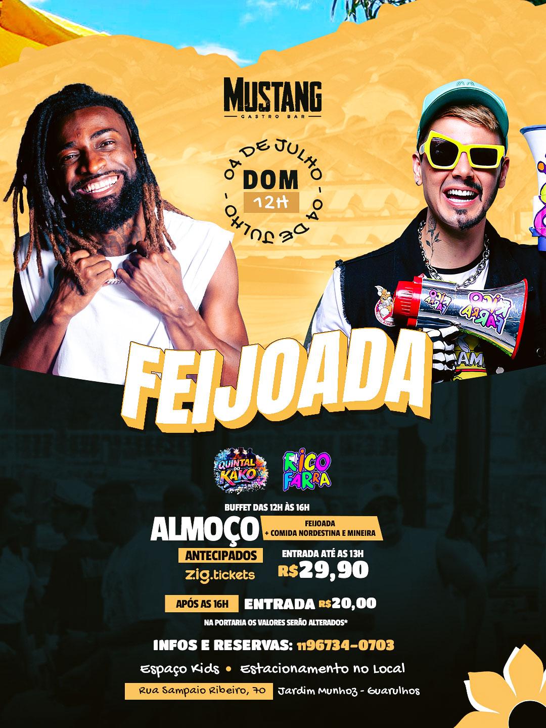 FEIJOADA SÁBADO 04/07/2026 NO MUSTANG GUARULHOS