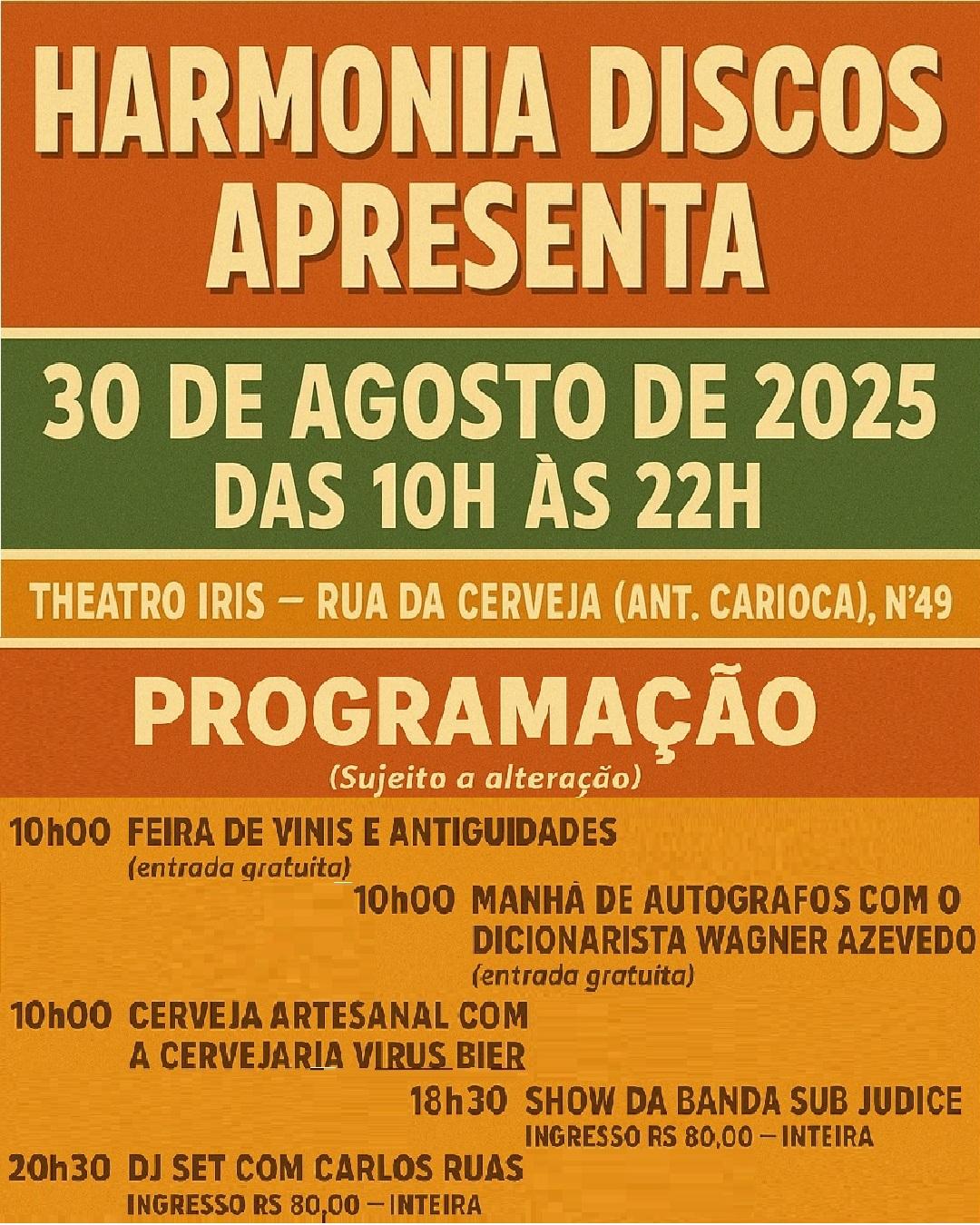 Harmonia Teatros Apresenta - Dia 30/08