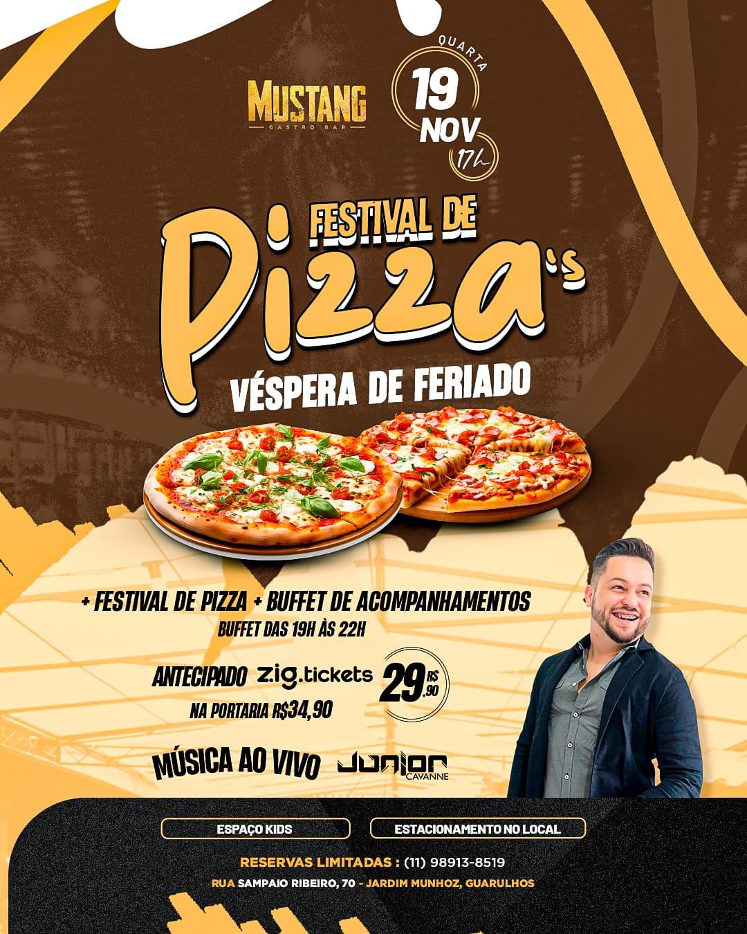 FESTIVAL DE PIZZA VÉSPERA DE FERIADO 19/11/2025 NO MUSTANG GUAURULHOS