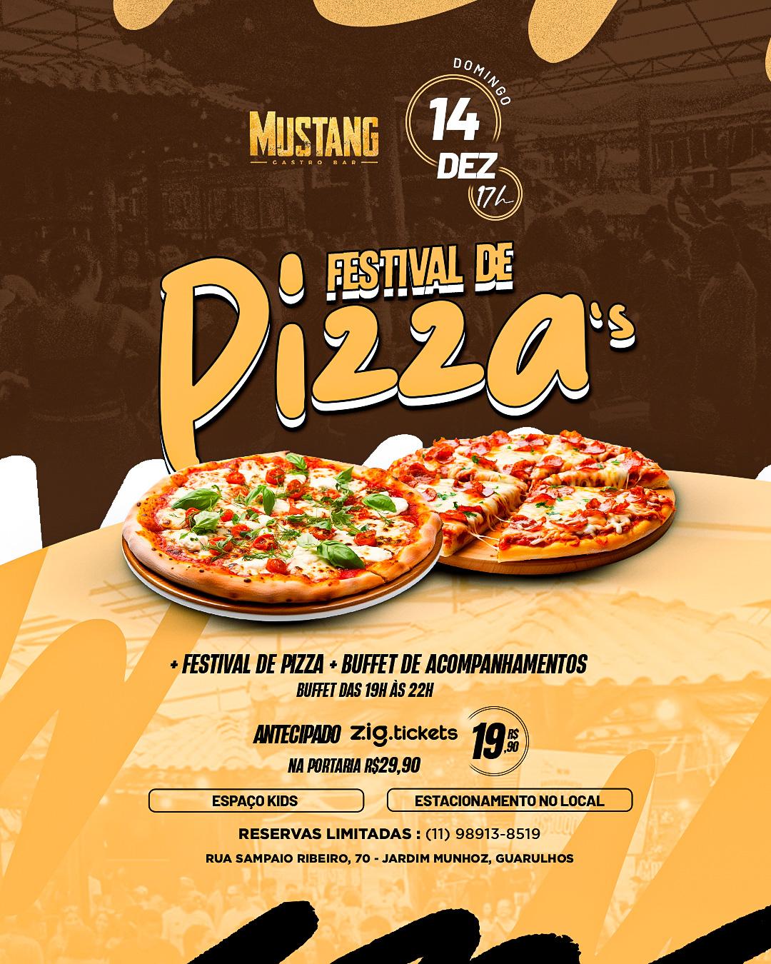 FESTIVAL DE PIZZA DOMINGO 14/12/2025 NO MUSTANG GUARULHOS