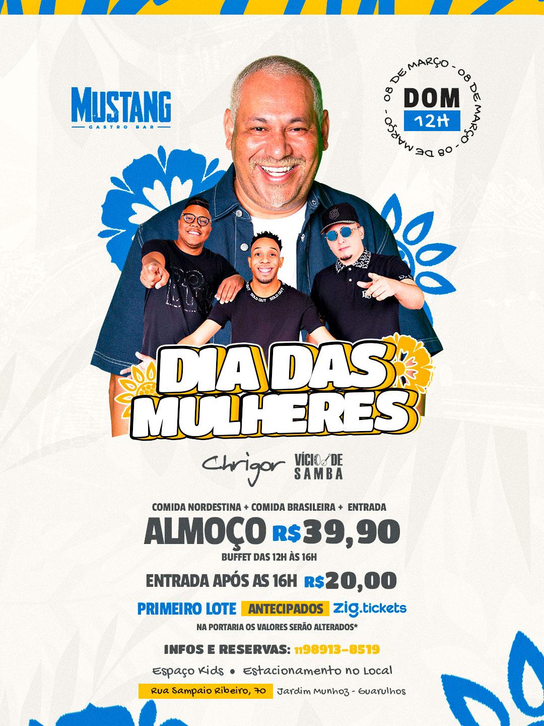 ALMOÇO DOMINGO ESPECIAL DIA DAS MULHERES 08/03/2026 NO MUSTANG GUARULHOS