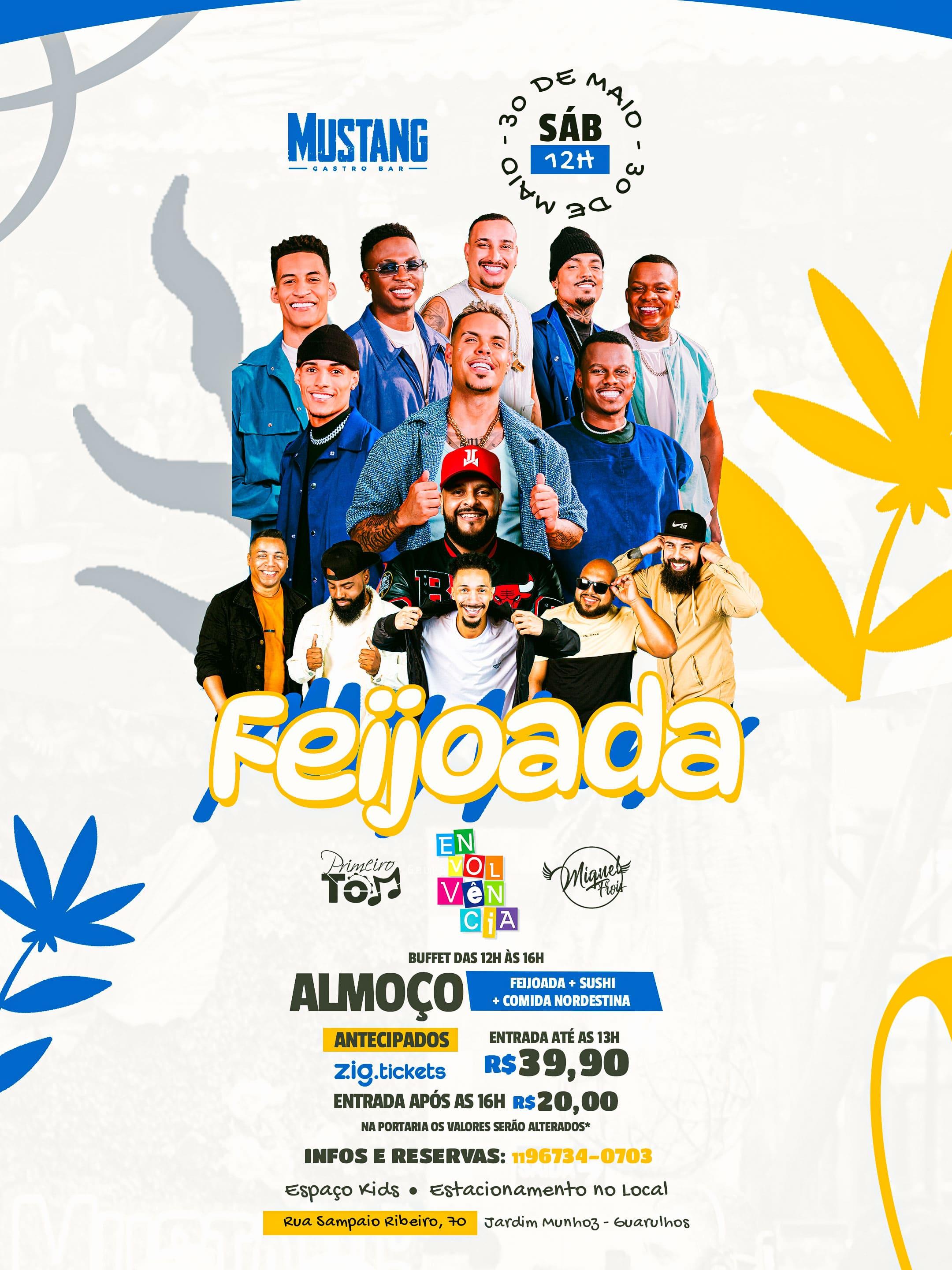 ENVOLVÊNCIA - FEIJOADA SÁBADO 30/05/2026 NO MUSTANG GUARULHOS