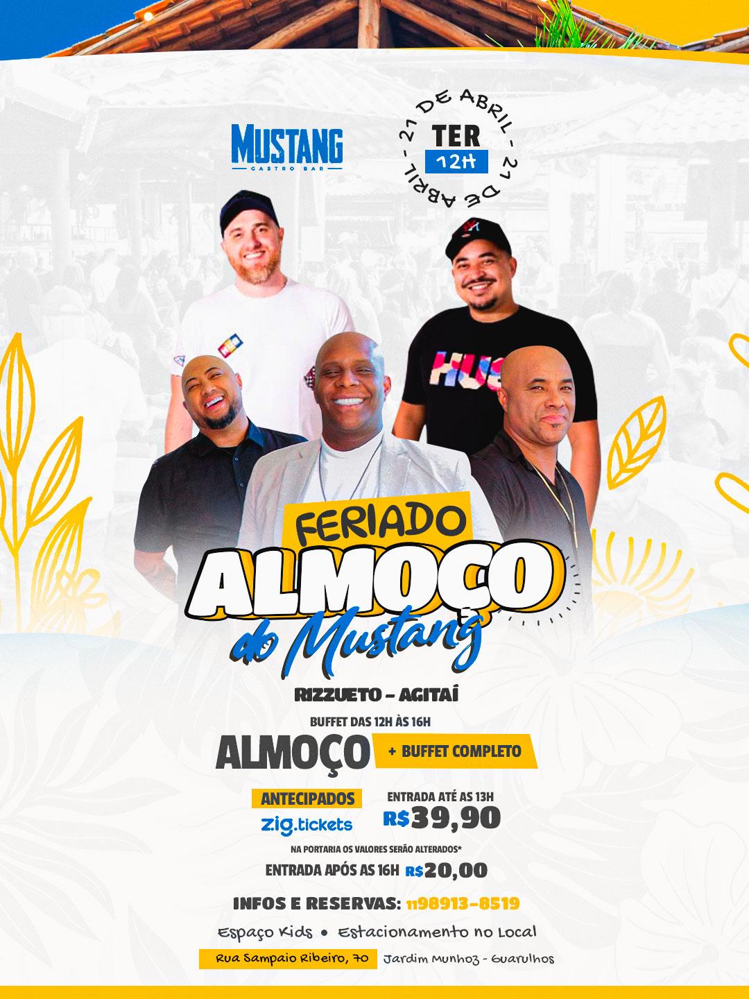 ALMOÇO FERIADO TERÇA 21/04/2026 NO MUSTANG GUARULHOS