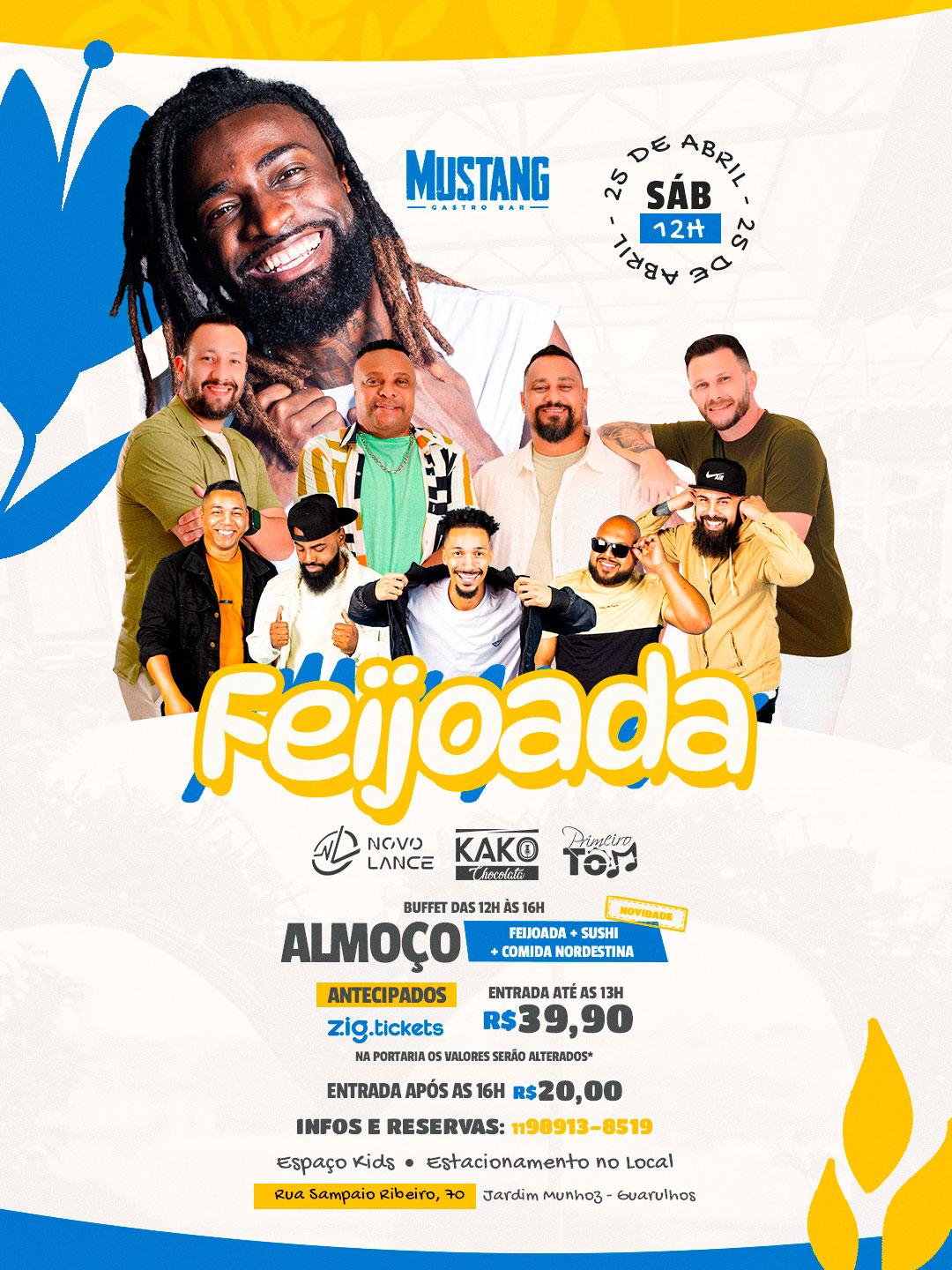 FEIJOADA SÁBADO 25/04/2026 NO MUSTANG GUARULHOS