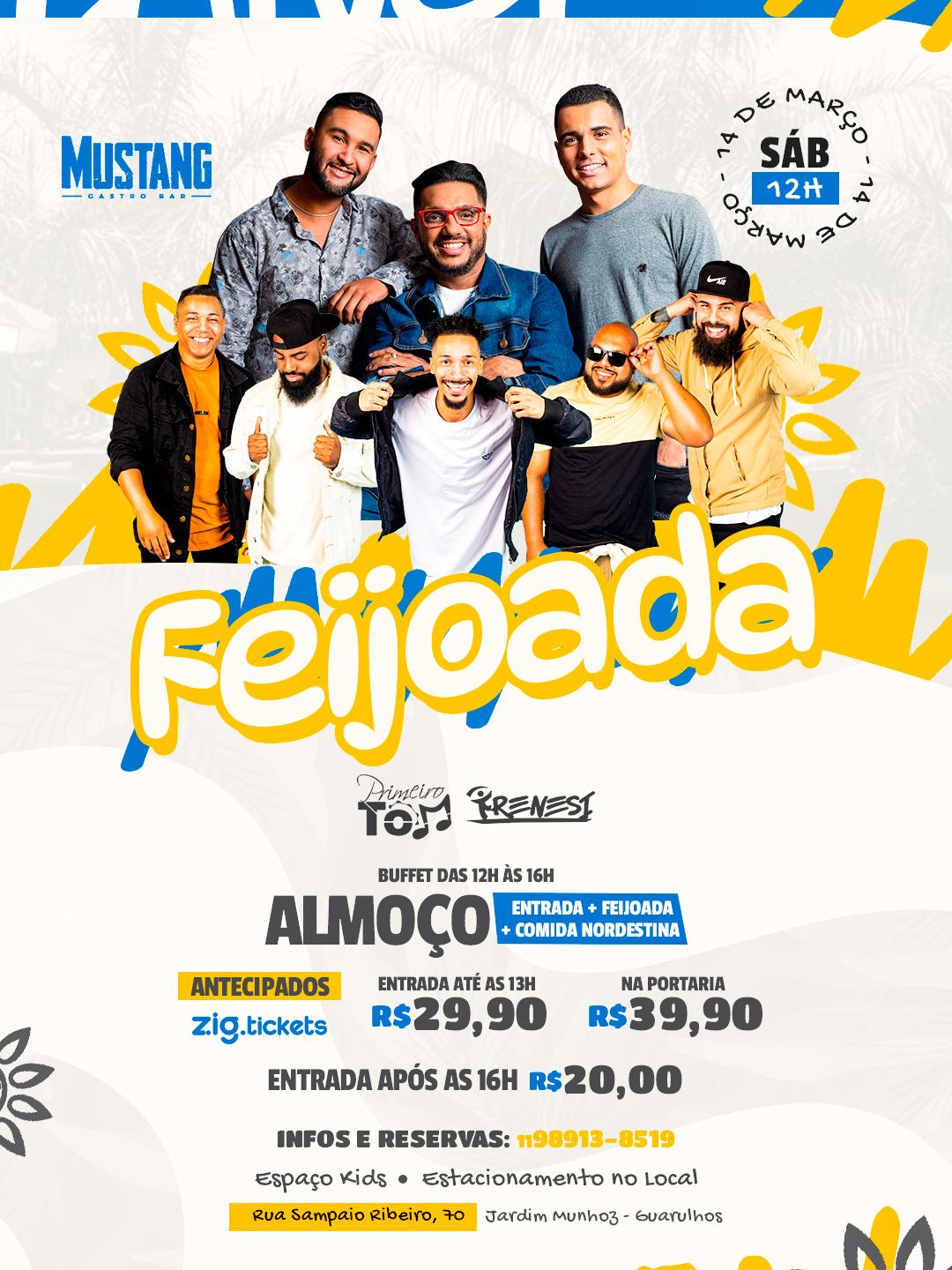 FEIJOADA SÁBADO 14/03/2026 NO MUSTANG GUARULHOS