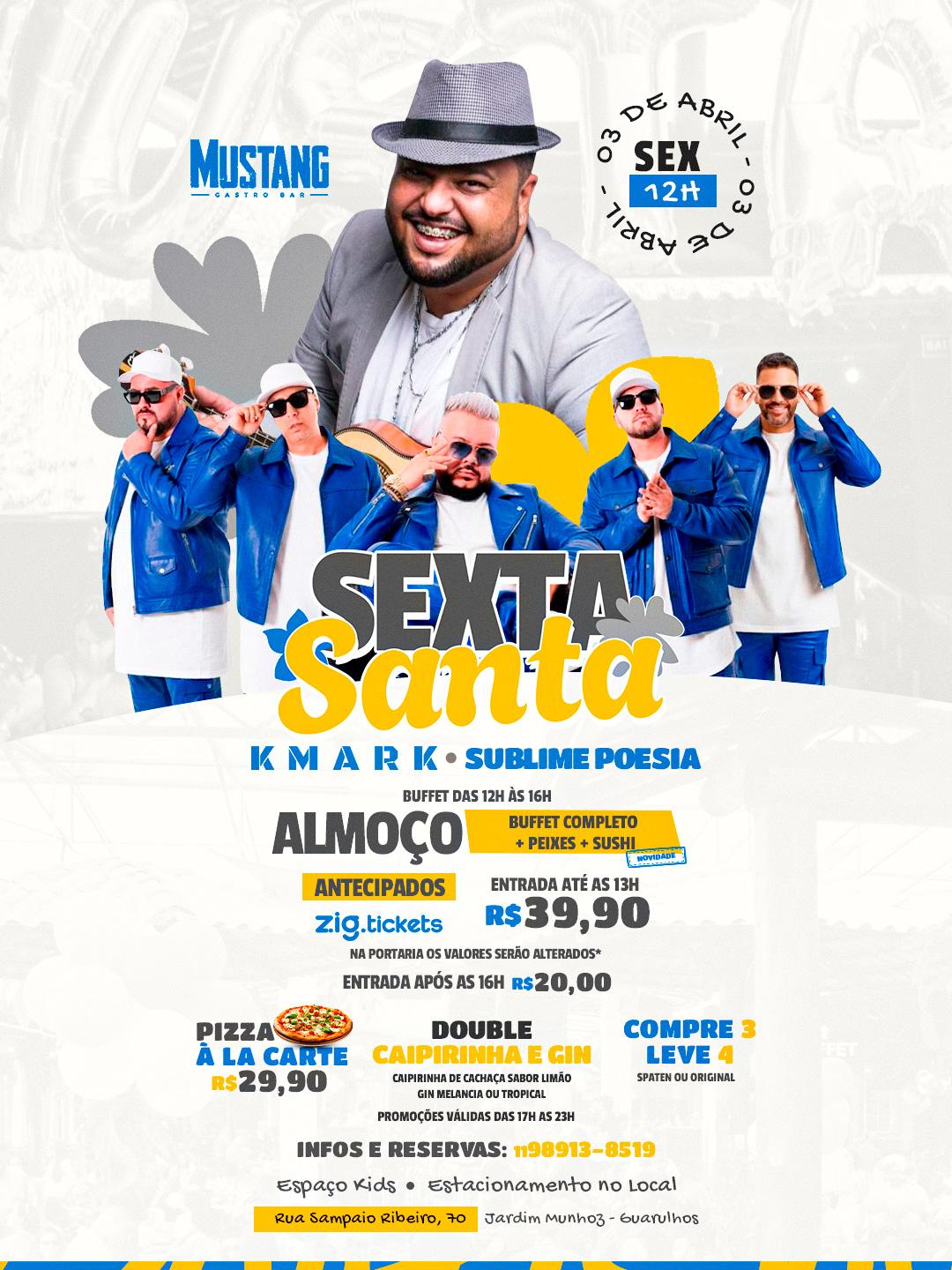 ALMOÇO FERIADO SEXTA 03/04/2026 NO MUSTANG GUARULHOS
