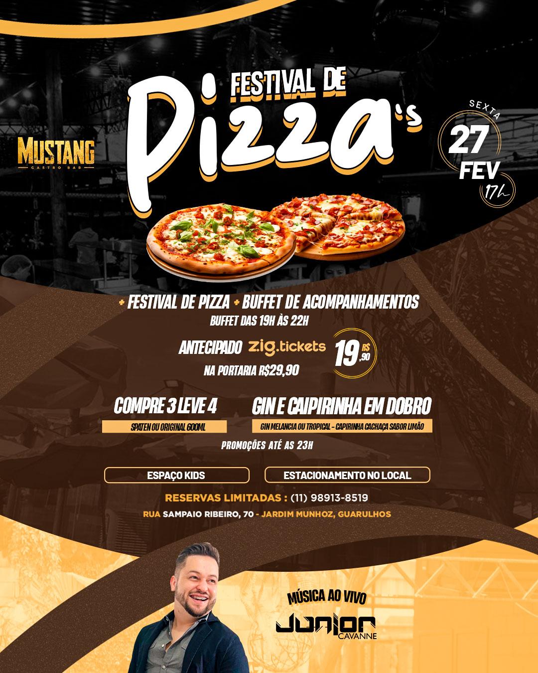 FESTIVAL DE PIZZA SEXTA 27/02/2026 NO MUSTANG GUARULHOS