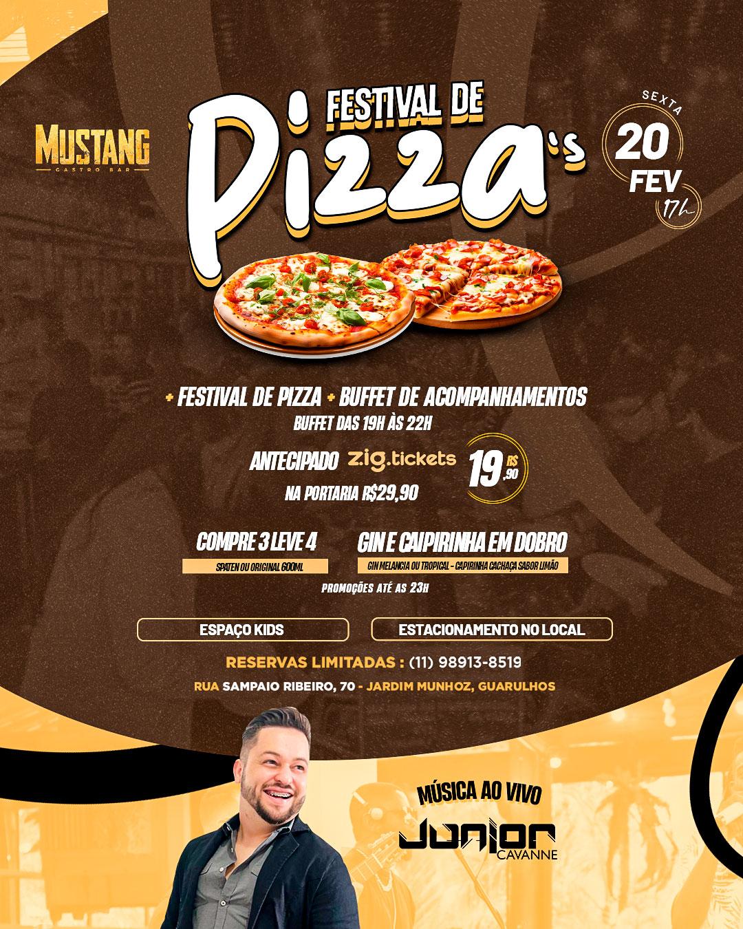 FESTIVAL DE PIZZA SEXTA 20/02/2026 NO MUSTANG GUARULHOS