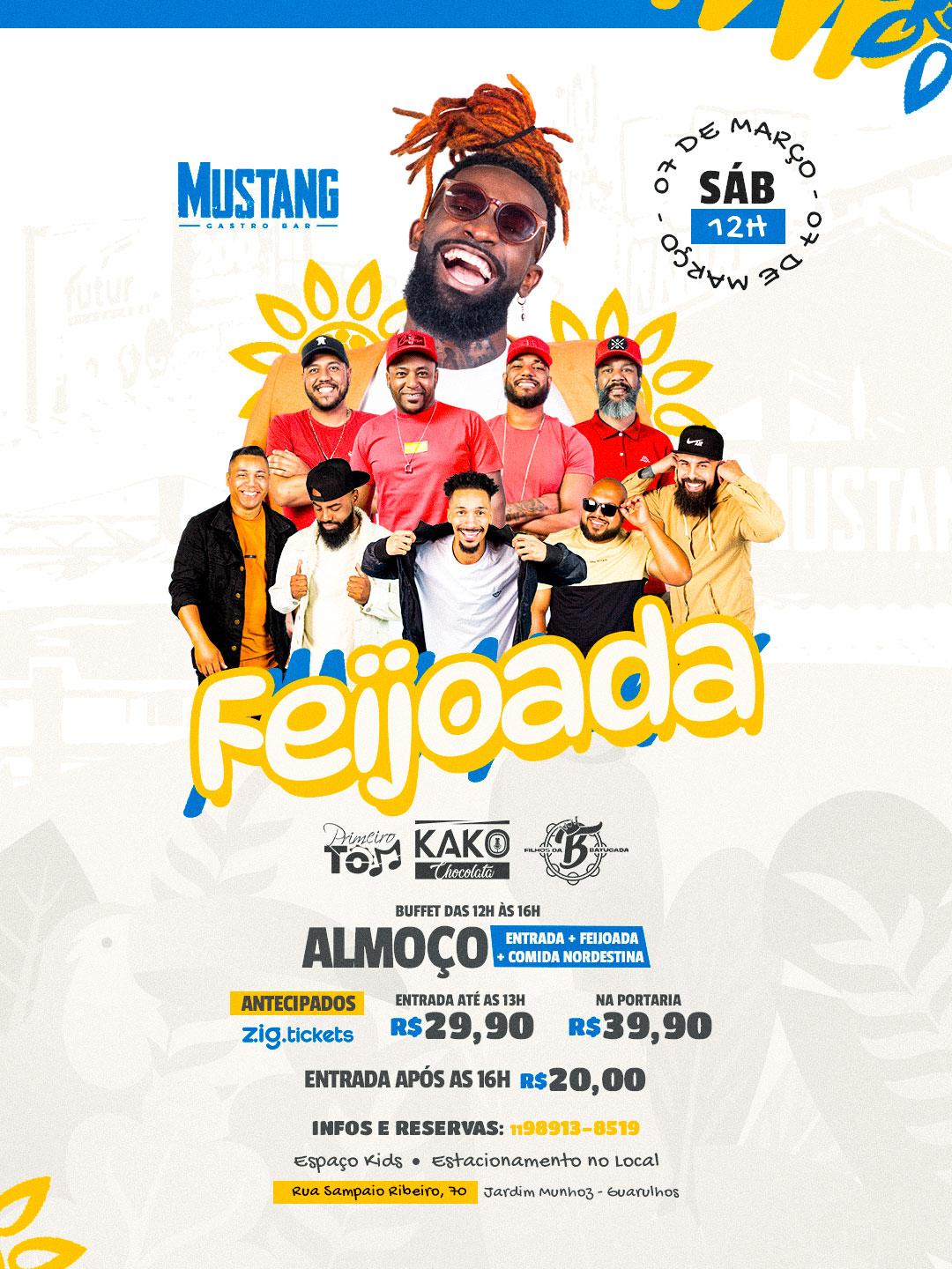 FEIJOADA SÁBADO 07/03/2026 NO MUSTANG GUARULHOS