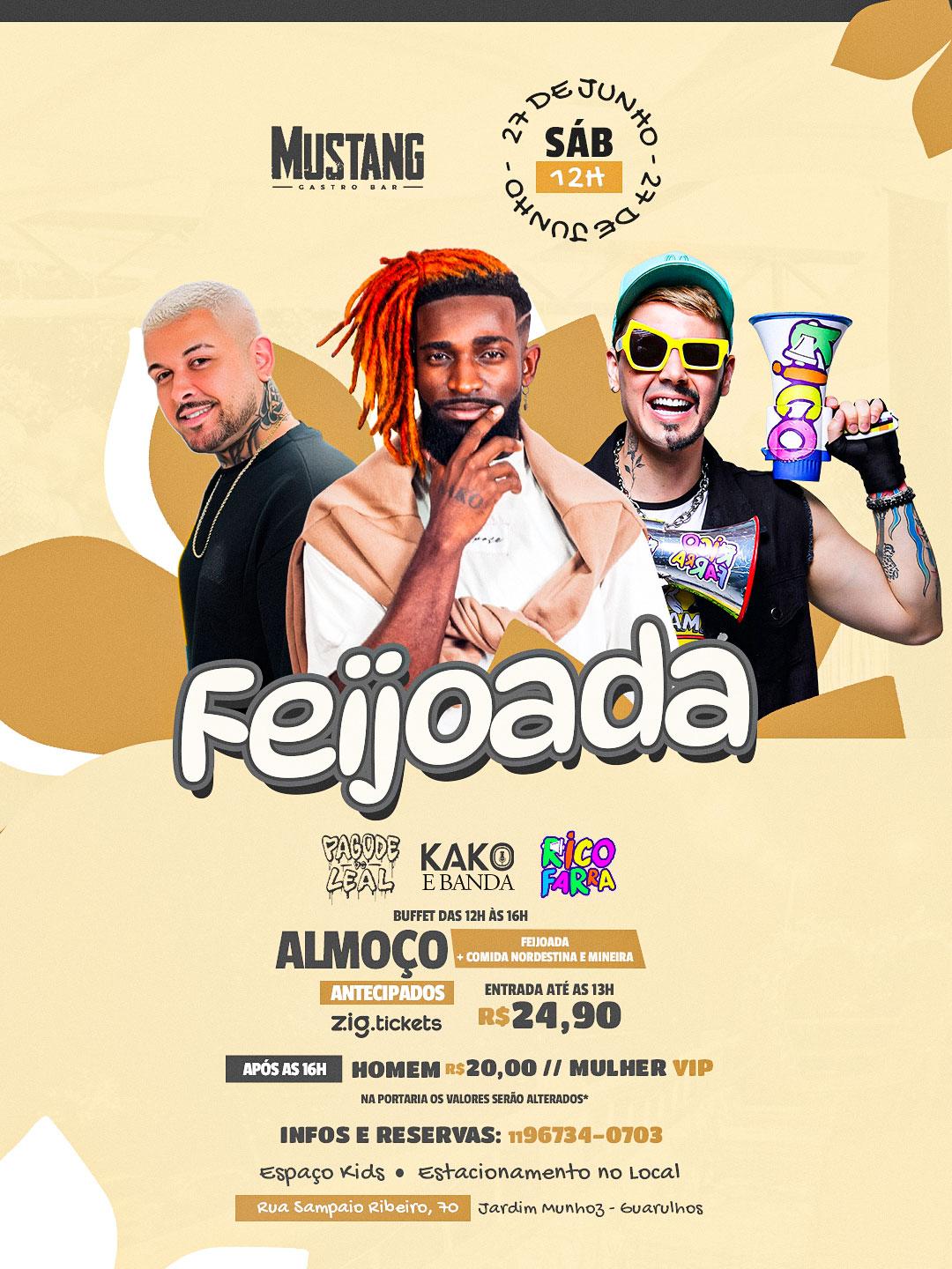 FEIJOADA SÁBADO 27/06/2026 NO MUSTANG GUARULHOS