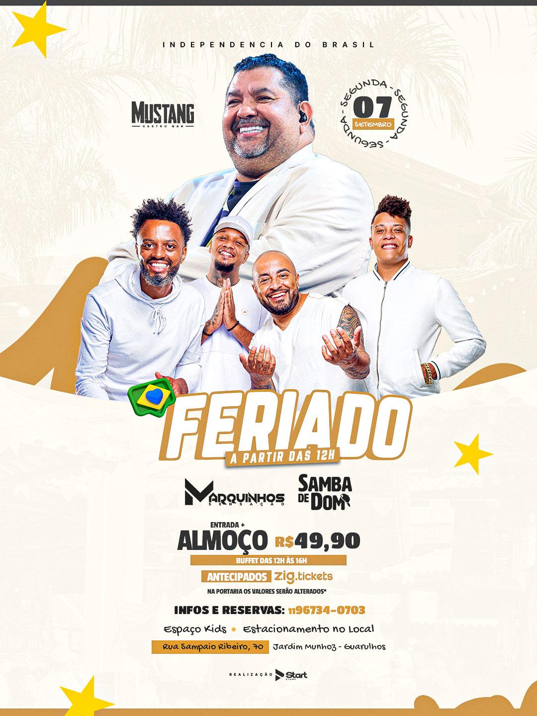 MARQUINHOS SENSAÇÃO - SAMBA DE DOM - FERIADO 07/09/2026 NO MUSTANG GUARULHOS