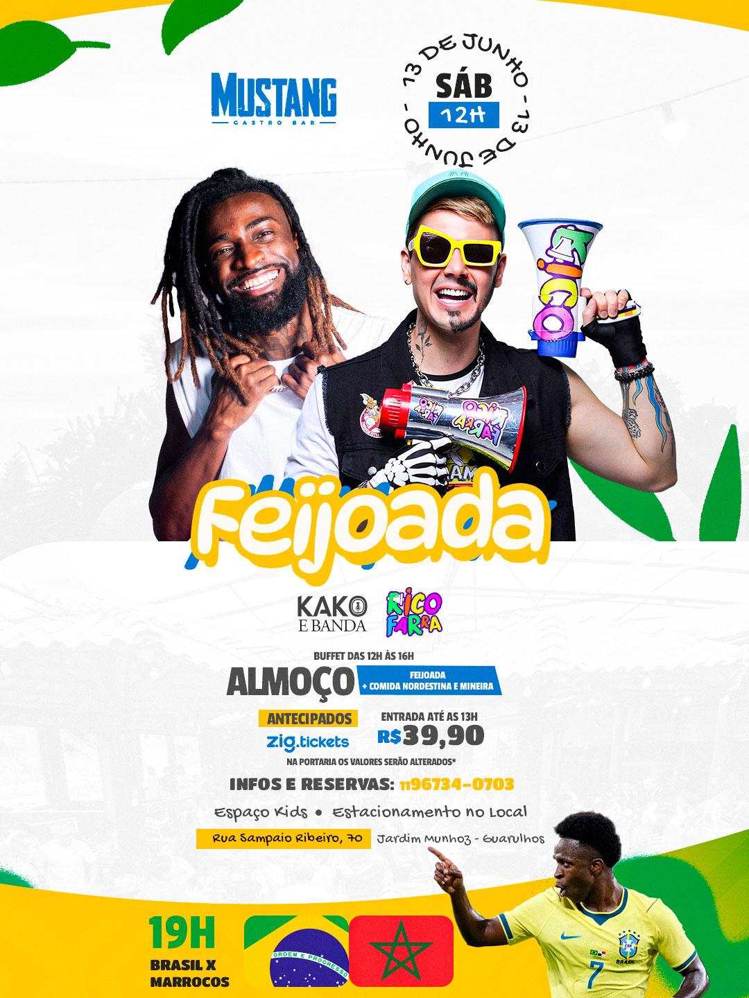 FEIJOADA SÁBADO 13/06/2026 NO MUSTANG GUARULHOS