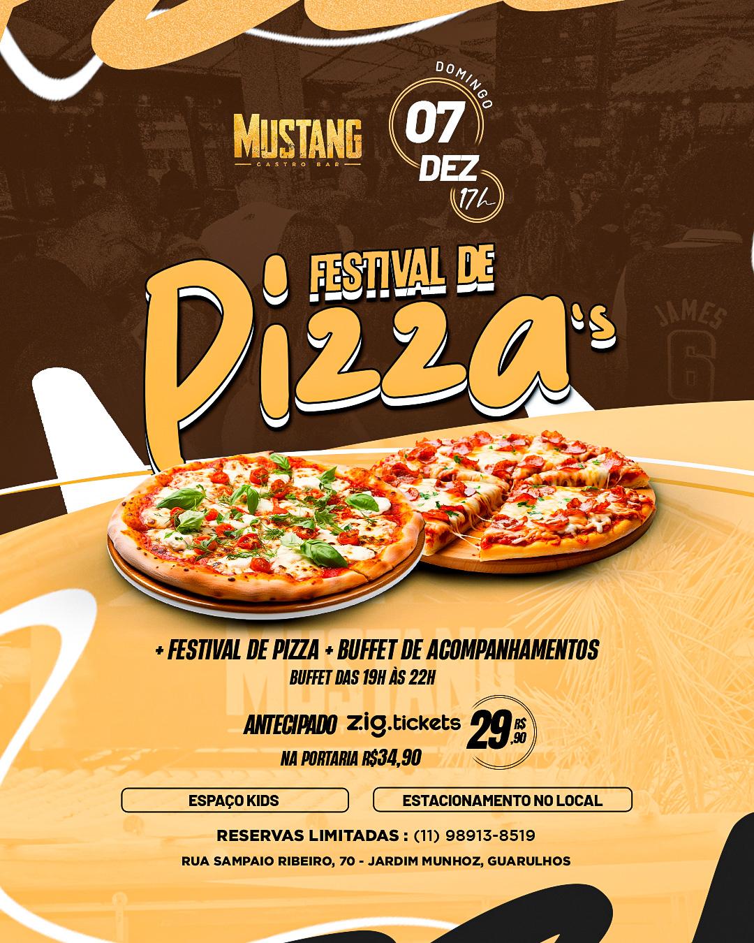 FESTIVAL DE PIZZA DOMINGO 07/12/2025 NO MUSTANG GUARULHOS
