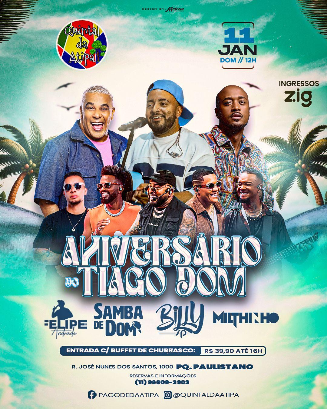 Samba de Dom, Miltinho, Felipe Andrade e Billy SP no niver do Tiago Dom no Quintal da Atipa