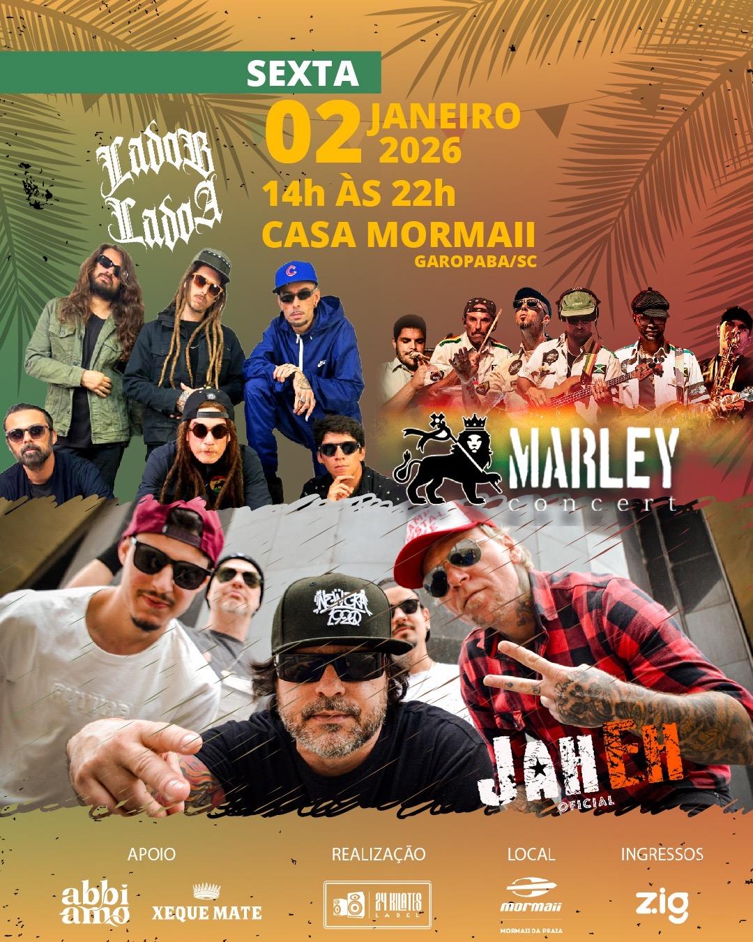REGGAEE ROOTS BEACH - MARLEY CONCERT + JAHEH (CHARLIE BROWN) + LADO B LADO A (ORAPPA)
