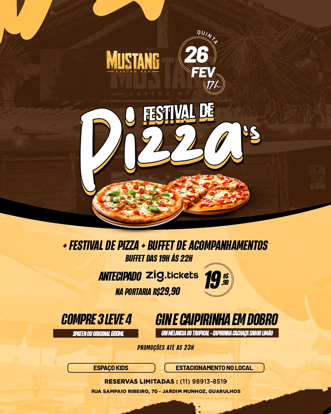 FESTIVAL DE PIZZA QUINTA 26/02/2026 NO MUSTANG GUARULHOS