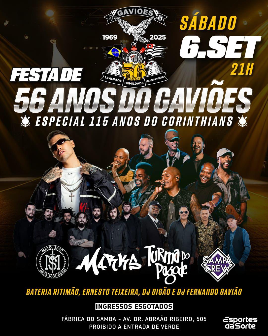 Festa de aniversário Gaviões da Fiel 56 Anos (Especial ao 115 Anos do Corinthians)