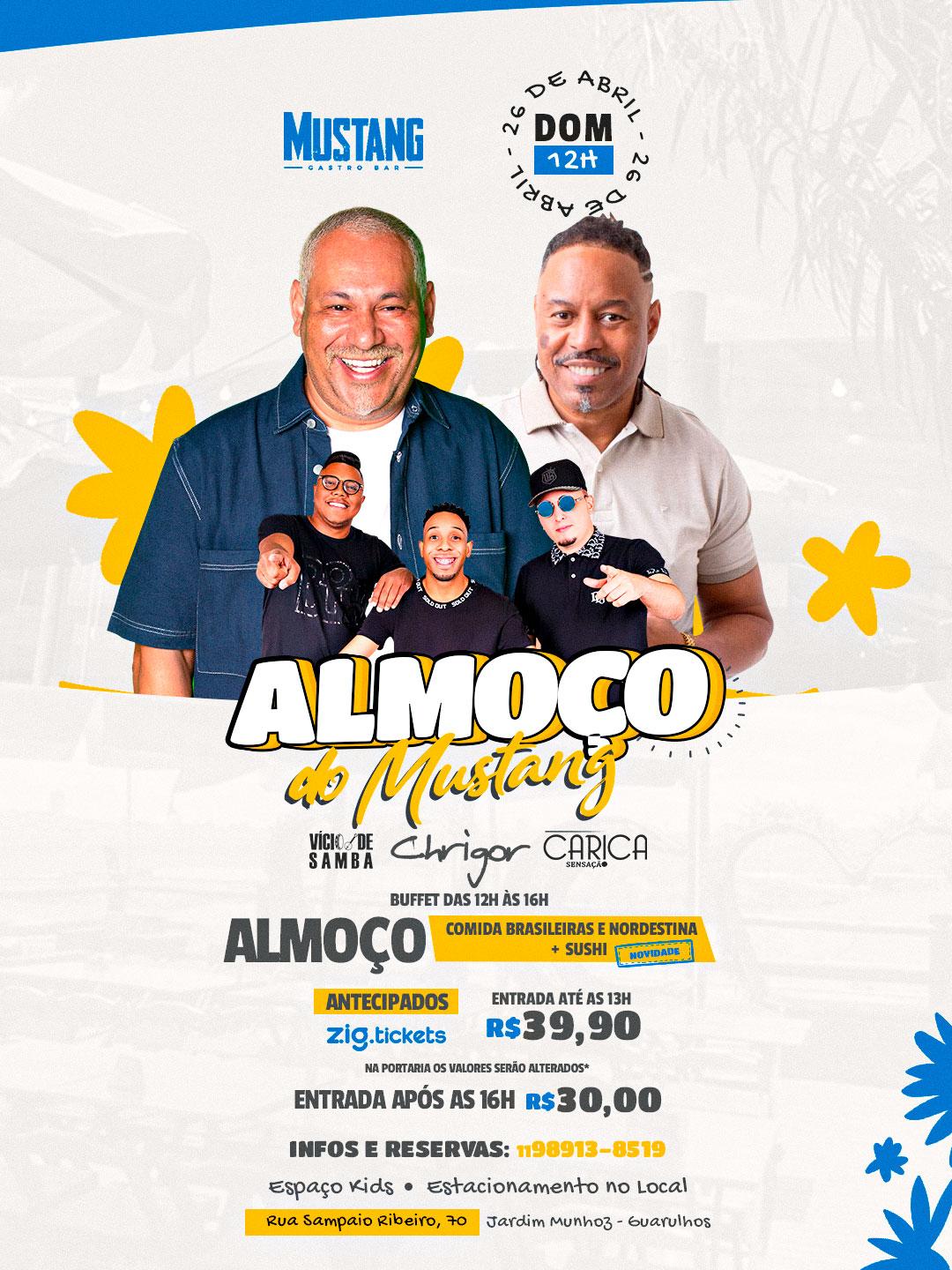 ALMOÇO DOMINGO 26/04/2026 NO MUSTANG GUARULHOS