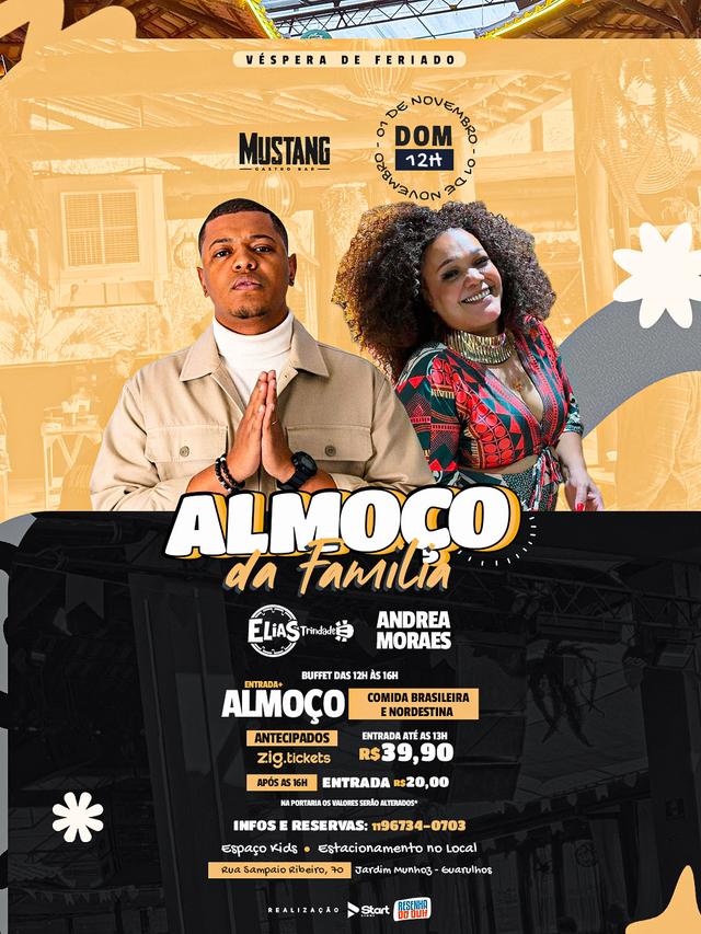 ANDREIA MORAES - ELIAS TRINDADE DOMINGO 01/11/2026 NO MUSTANG GUARULHOS
